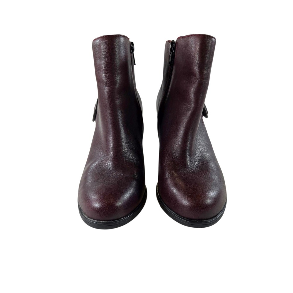 Born Womens 7/38 Burgundy Leather Ondine Double Buckle Ankle Boots D40547 CBHE14